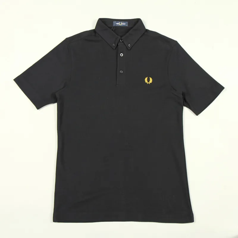 Fred Perry Button Down Polo Shirt - Black